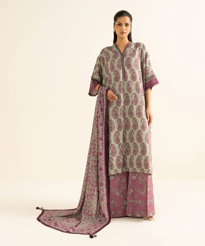 3 Piece - Printed Khaddar Suit