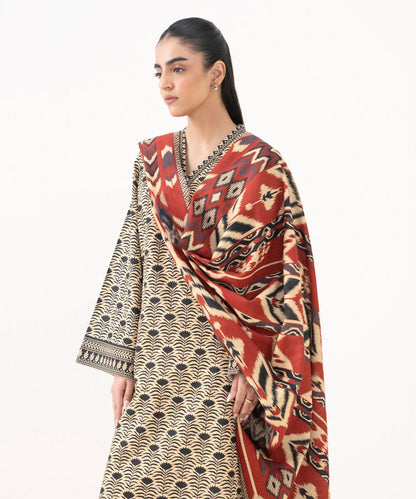 3 Piece - Printed Khaddar Suit