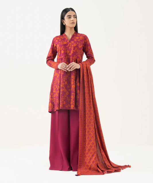 3 Piece - Printed Khaddar Suit
